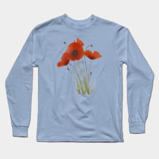 Delicate Red Poppies Wildflower Floral Bouquet Long Sleeve T-Shirt